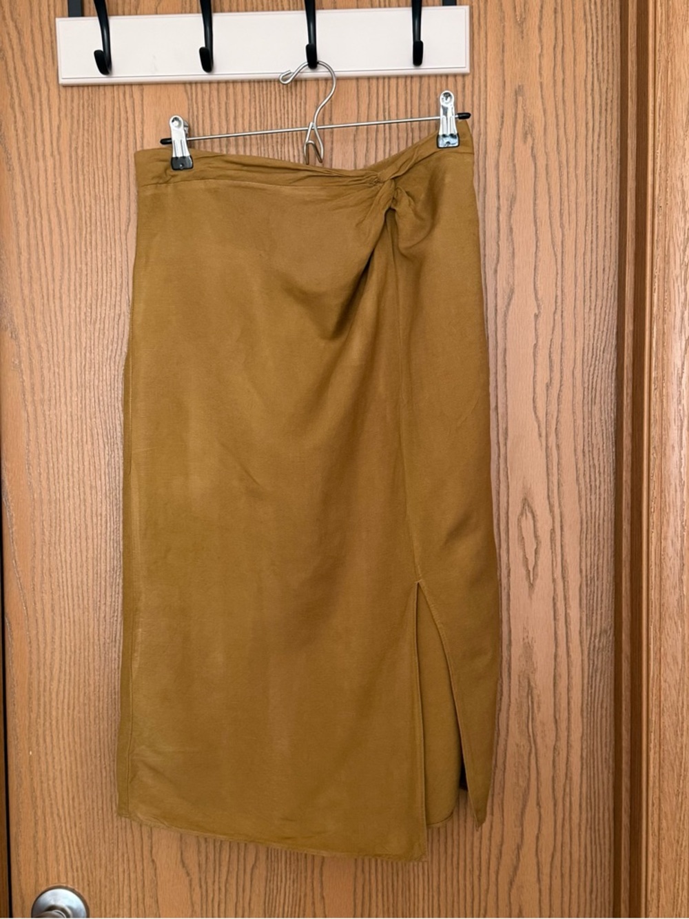Madewell Midi Linen Skirt in Mustard Brown